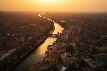 centrum city in sunset  - obrazy, fototapety, plakaty