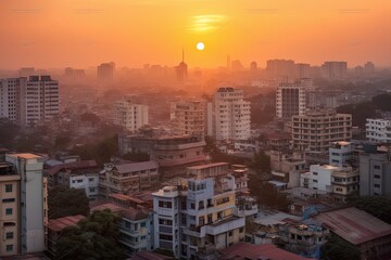 Fototapeta na wymiar centrum city in sunset 