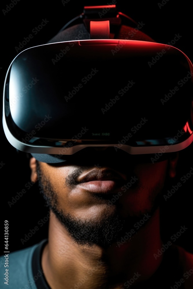 Wall mural closeup shot of an unrecognizable man using a virtual reality headset