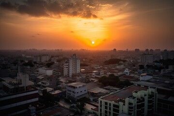 Fototapeta premium : Chennai India centrum city in sunset 