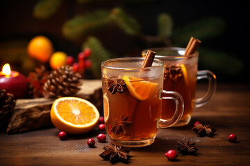 A cozy scene with autumn drinks on a rainy day, embodying the hygge spirit of warmth and comfort.