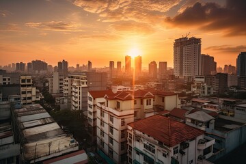  Manila Philippines centrum city in sunset 