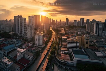 Fototapeta na wymiar Manila Philippines centrum city in sunset 