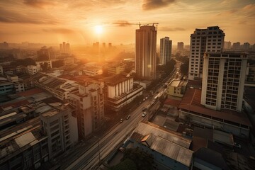  Manila Philippines centrum city in sunset  - obrazy, fototapety, plakaty