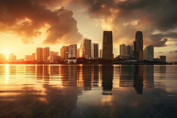 Fototapeta premium Miami United States centrum city in sunset