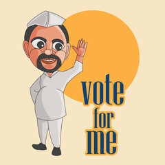 Indian politician cartoonish character vector illustration.