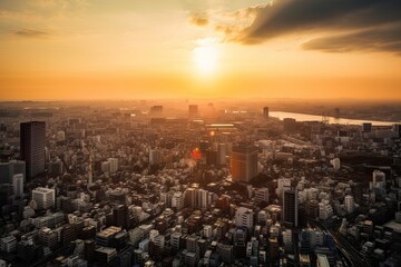 Nagoya Japan centrum city in sunset