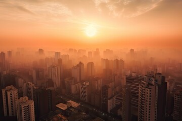 Fototapeta na wymiar Sao Paulo Brazil centrum city in sunset 