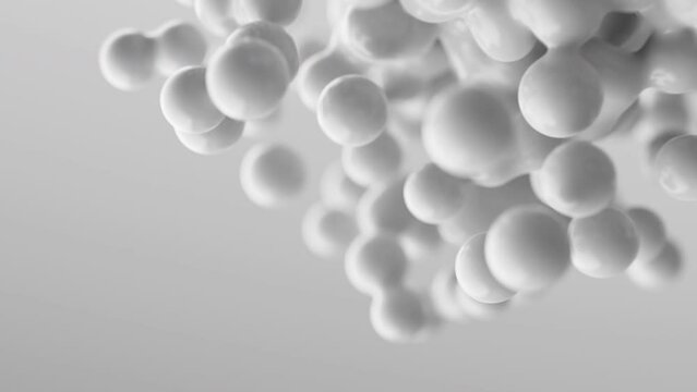 Stream gray balls grey abstract drops metaballs meta orbs spheres pearls particles flying moving cells 3d render motion design animation modern presentation ads futuristic backdrop dynamic wallpaper