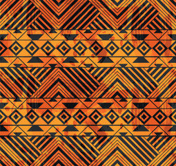 Ancient golden geometric zig zag art with triangles and diamonds based on indigenous art with water color effect