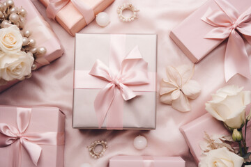 Christmas gifts and present in soft pastel colors design