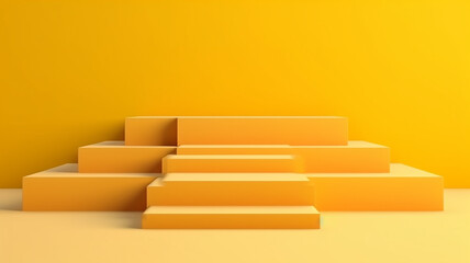 yellow 3d podium abstract background presentation.