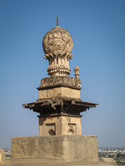 Parrot sitting on the side pillars of Golghumbaj-the mausoleum of king Mohammed Adil Shah, Sultan...