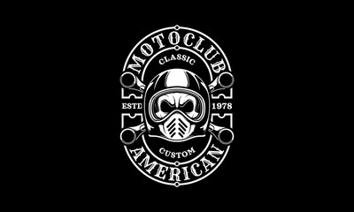 Motorclub Badge, Vintage skull vector