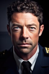 Fototapeta premium head and shoulders portrait of a handsome male pilot