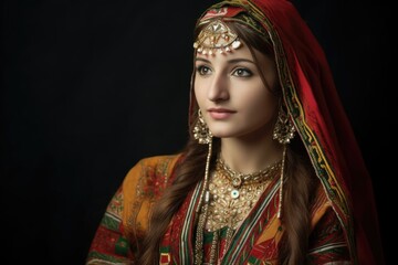 portrait of an attractive young woman in traditional ethnic clothing