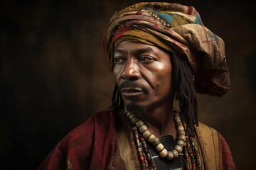 Obraz premium portrait of an ethnic looking man in a traditional cultural outfit