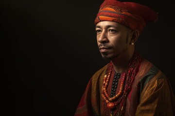 Obraz premium portrait of an ethnic looking man in a traditional cultural outfit