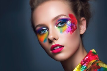 portrait of a young woman with colourful makeup