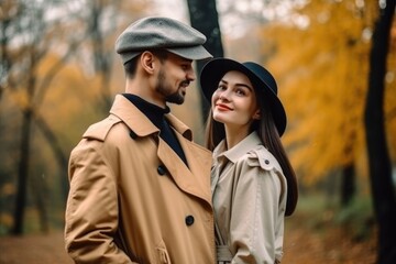 Fototapeta premium marriage, couple and love in park on a date, bonding or happy together outdoor