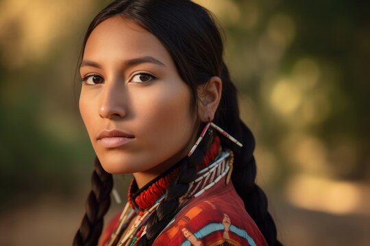portrait of a beautiful native american young woman