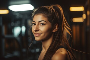 Fototapeta na wymiar portrait of a young woman working out in the gym