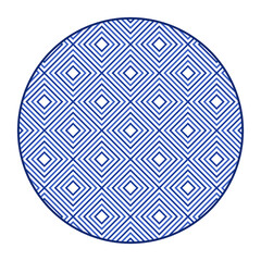 Porcelain plate with traditional blue on white design in Asian style. design pattern for background, plate, dish, bowl, lid, tray, salver, vector illustration art embroidery. diamond line pattern.