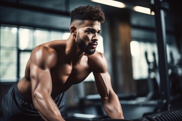 Fototapeta premium shot of a young man working out at the gym