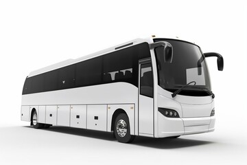 3D coach bus against white backdrop. Generative AI