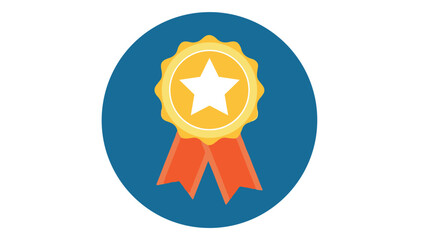 Gold medal with red ribbon. Vector illustration
