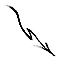 Graffiti arrow with overspray in black over white.