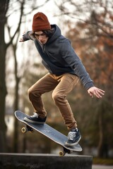 shot of a young man doing tricks on his skateboard outside