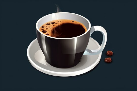 Illustration of a black coffee cup, serving Americano, in a clipart style. Generative AI