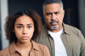 confused mixed race girl upset her dad broke the news he got a job transfer