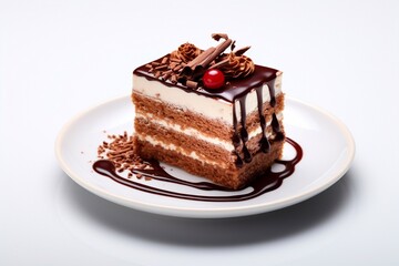 Piece of cake on a white background. Generated AI