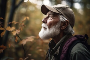 shot of a senior man looking around while out in nature