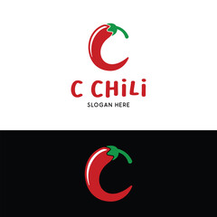 Letter Initial C Chili Logo Design Template. Red Spicy Chilli Peppers are perfect for any chile related business or chili sauce brand