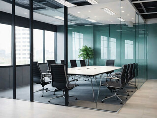A Conference Room With A Large Table And Chairs