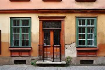 Fototapeta na wymiar Old town, Warsaw, doors and window. Generative AI