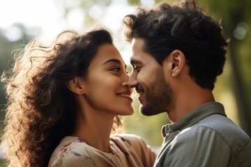 cropped shot of an affectionate young couple embracing in the park