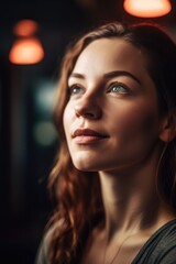 Fototapeta premium low angle portrait of a beautiful young woman in yoga class