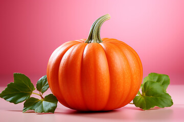 halloween pumpkin with leaves, halloween pumpkin, halloween pumpkin isolated on white, ai, ai generated, generated, ai generative, generative