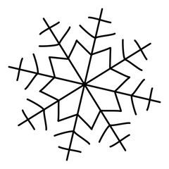 Vector linear Snowflake. Simple and primitive geometry illustration isolated on white background for design and graphic art. Line Winter element for postcard, Card, Banner, poster, flyer.