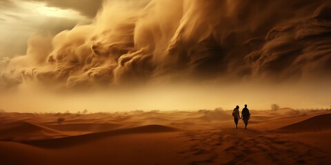 Sandstorm Landscape. Generative ai