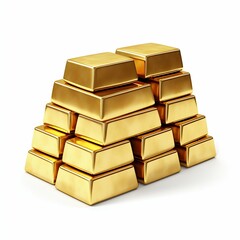 Stack of Gold Bars Isolated on White Background. Generative ai