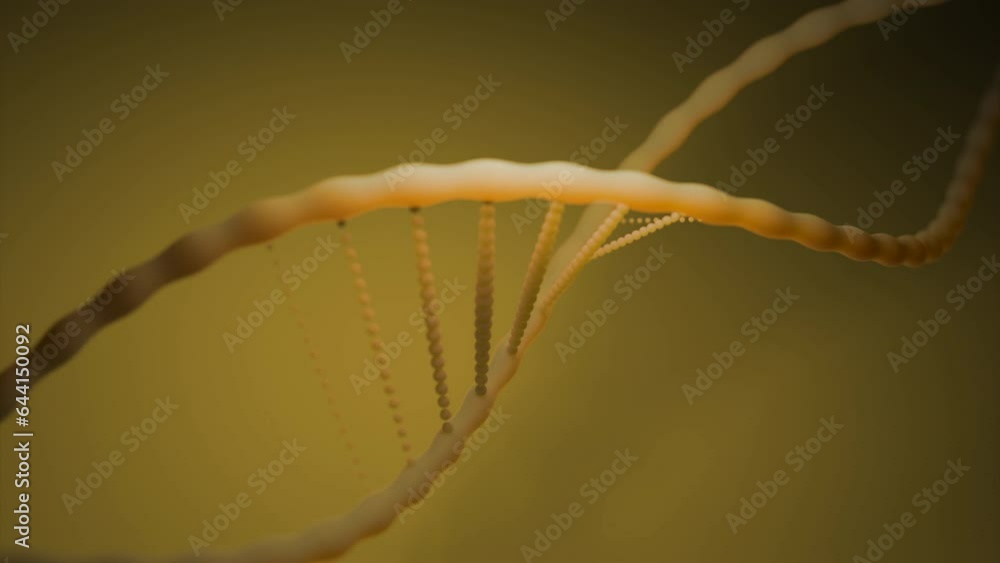Poster generated 3d dna helix. design. emerging chains in twisted dna line. twisted moving dna spirals with