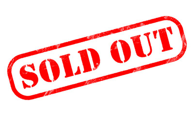 SOLD OUT red rubber worn out stamp text effect on transparent background. Transparent Stamp image.