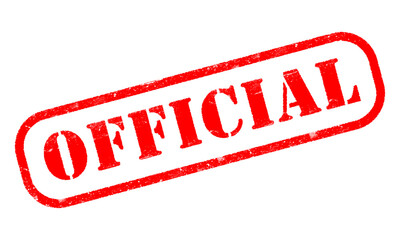 OFFICIAL red rubber worn out stamp text on transparent background