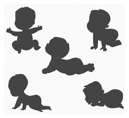 cute baby collection illustration silhouette