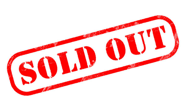 SOLD OUT red rubber worn out stamp text effect on transparent background. Transparent Stamp image.